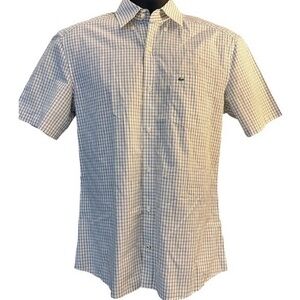 Lacoste Blue and White Casual Button Down Shirt